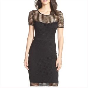 Cynthia Steffe black net mesh bodycon wiggle dress XS
